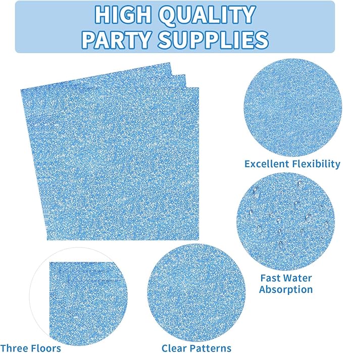 96 Pcs Blue Party Supplies Holographic Rainbow Light Blue Plates and Napkins Tableware Set Iridescent Blue Party Decorations for Summer Birthday Party Wedding Anniversary Bridal Baby Shower Serves 24