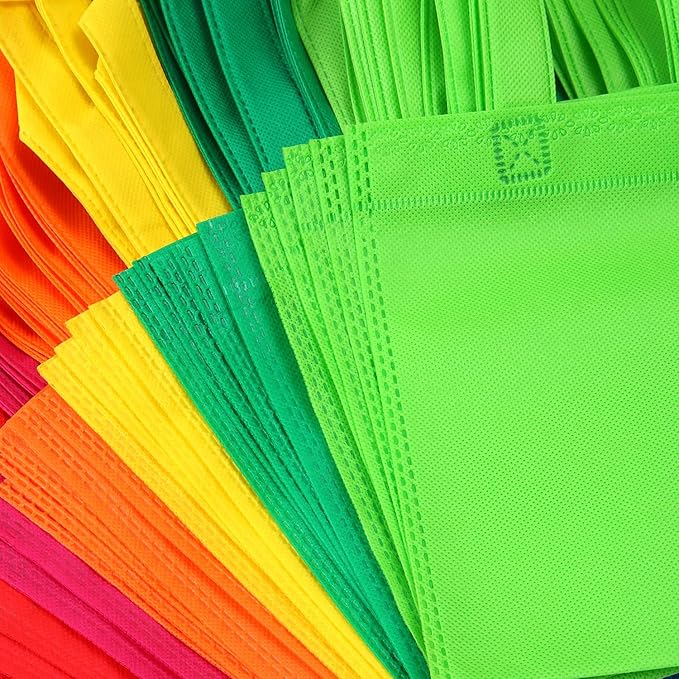 Elcoho 40 Pieces Non-Woven Party Favor Bags 8×8 Inch Resuable Goodie Gift Bag with Handles Tote Treat Bag for Birthday Party
