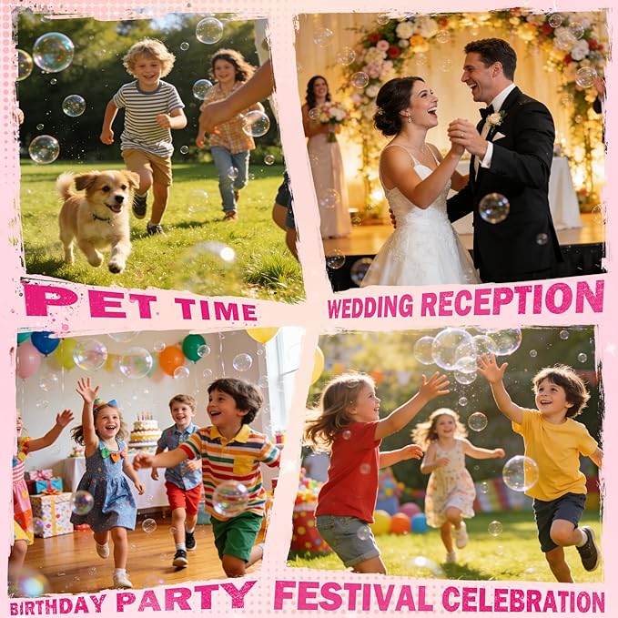 Dual-Engine Bubble Machine with Auto Rotation & RGB Lights & Remote Control,1800mA Type-C Rechargeable,700mL Tank,Bubble Maker for Kids, Party, Wedding, Backyard Outdoor Toy