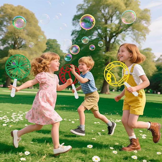 Giant Bubble Wand Kit, 24 Pcs Big Bubble Wands Set with Tray Funny Bubble Maker for Kids Summer Outdoor Birthday Party Favors Gifts