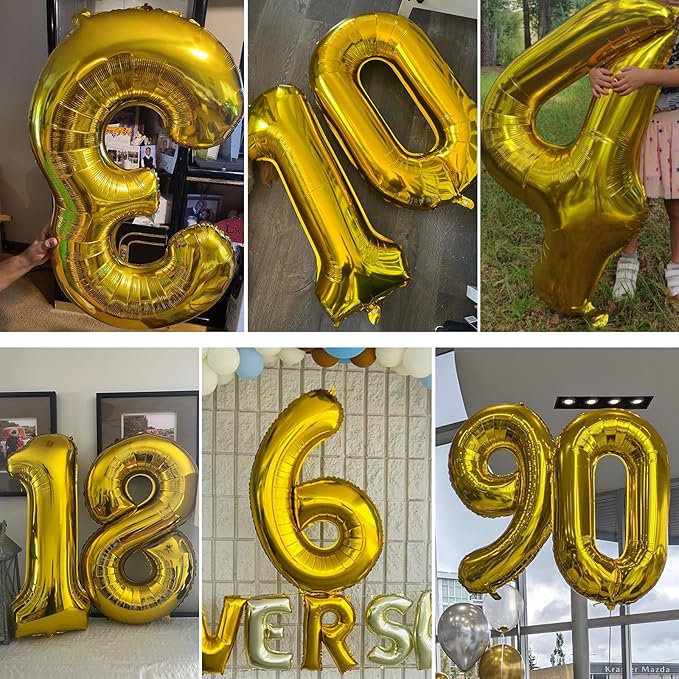 40 inch Number Balloon 0-9 Gold Large Number 9 Balloons,Digital Balloons for Birthday Party Celebration Decorations Supplies, Helium Foil Number Balloons for Wedding Anniversary