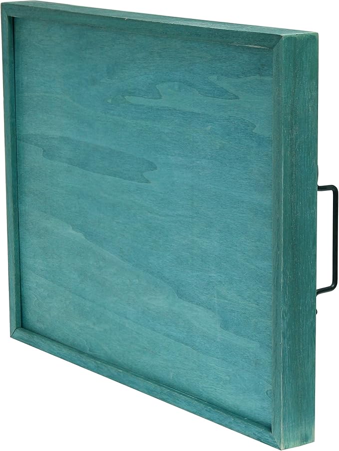 Elegant Designs HG2000-BHP Decorative Wood Serving Tray w/Handles, 15.50" x 12", Happy Place (Pack of 4)