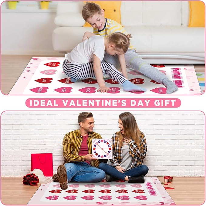 Lonfliness Valentine's Day Pose Balance Floor Game for 2 or More Players, Large Mat Party Game Indoor Outdoor Fun Family Reunion Game for Friends Adults Group Activity Valentines Party Favor Gift