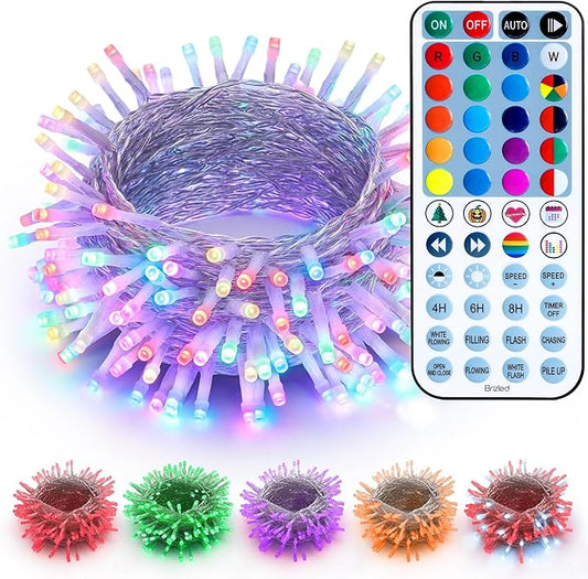 Brizled RGB Christmas Lights, 66ft 200 LED Color Changing Christmas Light with Remote, Dimmable Xmas Lights Outdoor Indoor Waterproof Mini String Light, Xmas Tree Lighting for Tree Halloween Party