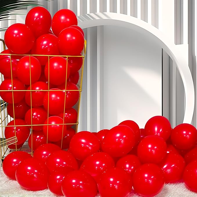 Firomi Small Red Balloons 5-inch 100 Pack Helium Matte Round Thicken Latex Red Balloon for Birthday Party Wedding (with 2 Ribbons)