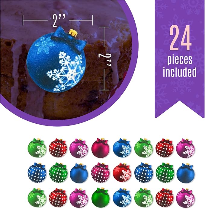 Sugar Robot Edible Wafer Paper Christmas Ornaments - Edible Cake Decorations - Cupcake Toppers - Cake Topper - Premium Crafted in USA - 24 Pcs Pack
