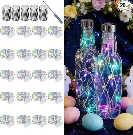 LAMPHOME 20 Pack Easter Lights Battery Operated, Pastel Fairy String Light,Easter Decor 7ft 20 LED Mini Light Firefly for Mason Jars DIY Crafts Wedding Party Centerpiece Table for Spring Bedroom