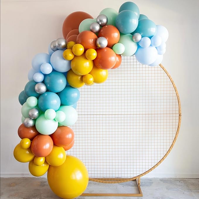 Retro Rainbow Balloons, 60PCS Boho Colorful Balloons, 12 Inch Dusty Light Blue Blush Pink Orange Yellow Purple Balloon Assorted Color Balloon for Boho Birthday Wedding Baby Shower Party Decorations