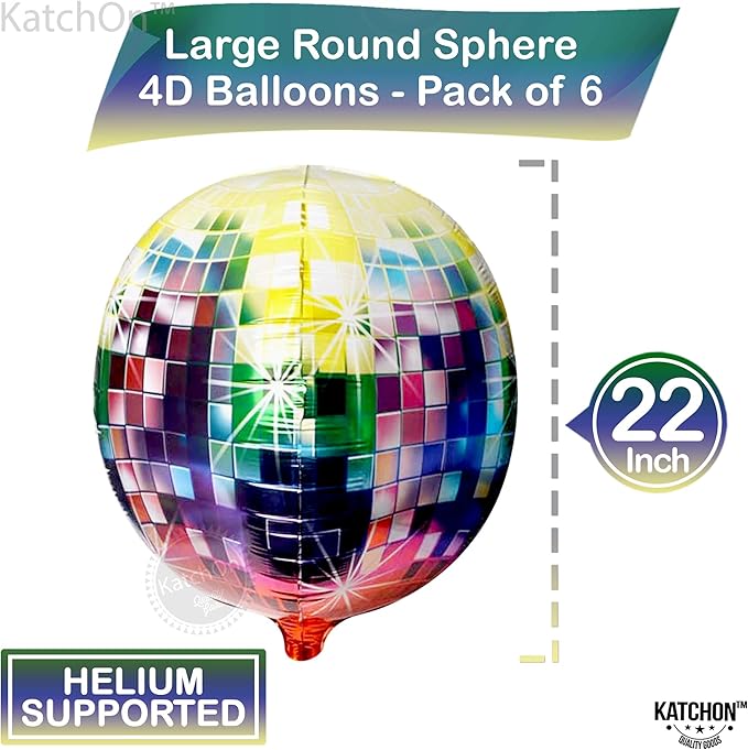 KatchOn, Large Disco Ball Balloons - 22 Inch, Pack of 6 | Disco Balloons for 80's Party Decorations Bachelorette Decorations 90's Theme 70's Theme Party Decor Disco Party Decor Prom Decorations 2026