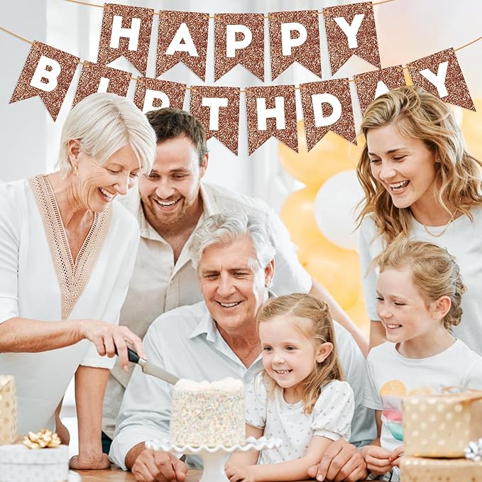 Brown Happy Birthday Banner Birthday Sign for Backdrop Brown Birthday Party Decorations for Boys Girls Happy Birthday Garland Bunting Banner Kids Adults Party Supplies