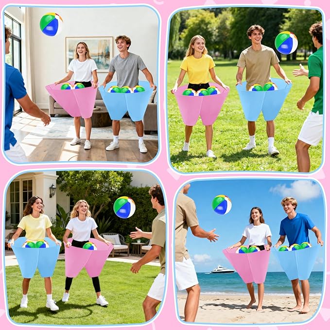 Granny Pants Game with Bouncy Balls and 1 Air Pump (Random Colors), Granny Pants Outdoor Game Baby Shower Funny Party Game for Adults & Families, Big Pants Ball Game Granny Pants Yard Game