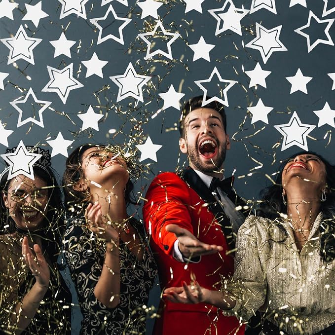 Confetti Star Confetti Party Scatter for Birthday Wedding Anniversary Party Decoration Supplies.(Star 2 Size Silver)