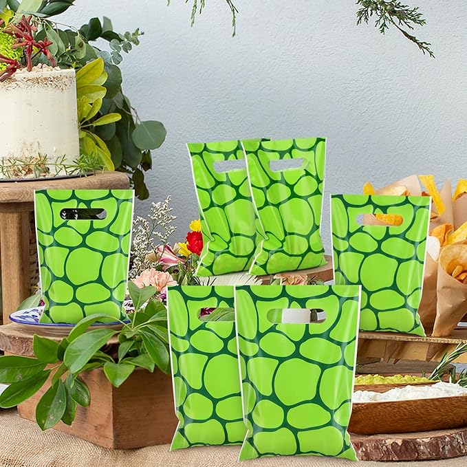 Hxezoc 50 Pieces Turtles Party Bags Plastic Turtles Bags Practical Gift Bags Pet Party Favors for Turtles Theme Birthday Party Decoration Supplies