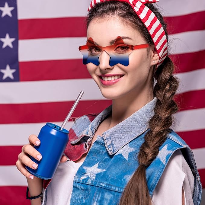 SUNOVELTIES 16/48 Star Rimless Sunglasses Irregular One Piece Colored Party Glasses Transparent Fun sunglasses for Teen Adult
