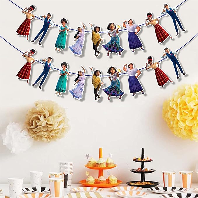 Encato Garland Decoration – Magical Family Theme Birthday Party Supplies – Colorful Cartoon Garland for Celebrations – Perfect for Girls & Boys Birthdays, School Events, and Family Gatherings