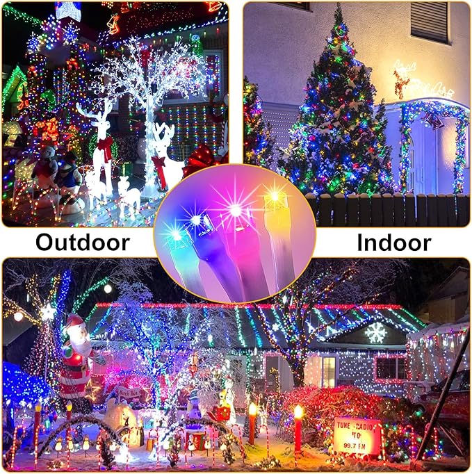 FLVOECN 410Ft 1200LED Christmas Lights Outdoor Decorations 12 Modes & Memory Timer Christmas Lights with Remote Plug in Waterproof Fairy String Lights for Xmas Wedding Party Holiday Decor（Multicolor）