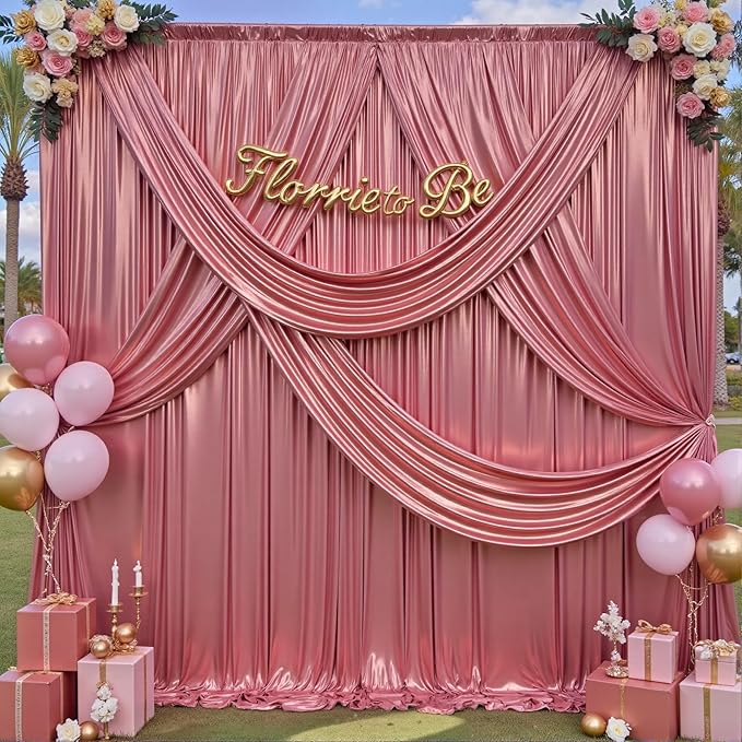 20x12FT Rose Gold Sequin Backdrop Curtain for Party - 4 Panels 5x12FT Wrinkle-Free Shimmer Drapes for Birthday, Wedding, Christmas, Decorations & Photography