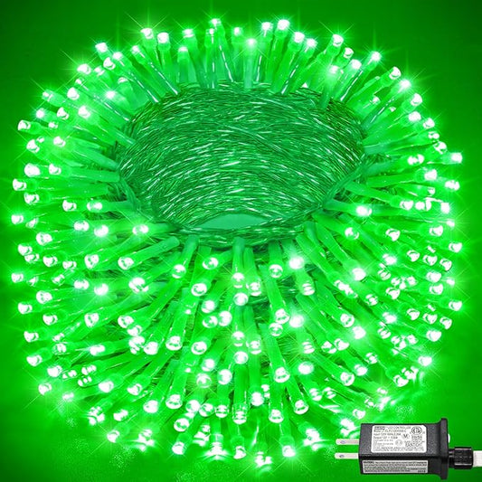132FT 400 LED Outdoor String Lights, Plug in Christmas Lights Indoor Waterproof, 8 Modes Fairy Twinkle Lights Clear Wire for Outside Home Patio Garden Party Holiday Decorations, Green