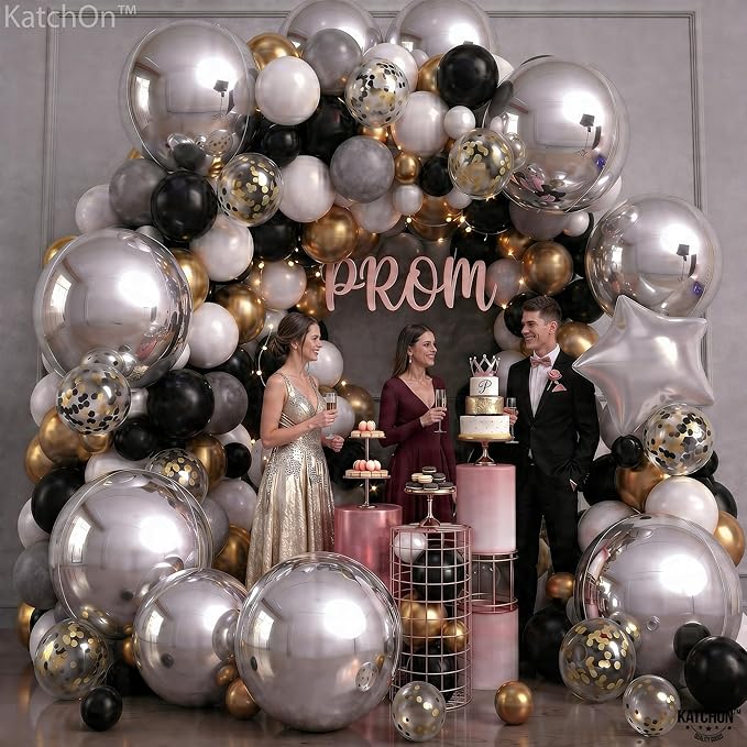 KatchOn, Huge Metallic Silver Balloons - 22 Inch, Pack of 12 | 4D Round Mylar Balloons for Silver Party Decorations, Birthday Party, Graduation Decorations 2026, Engagement, Prom Decorations 2026