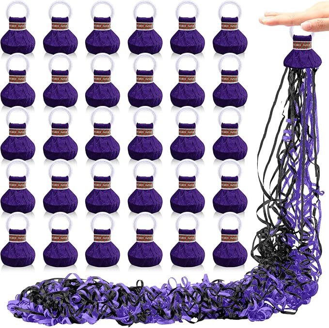WinnerWhy 30 Pcs No Mess Confetti Poppers Hand Throw Streamers Party Poppers for Graduation 2026 Birthday Celebrations Wedding Engagement Bachelorette Party Supplies(Black and Purple)