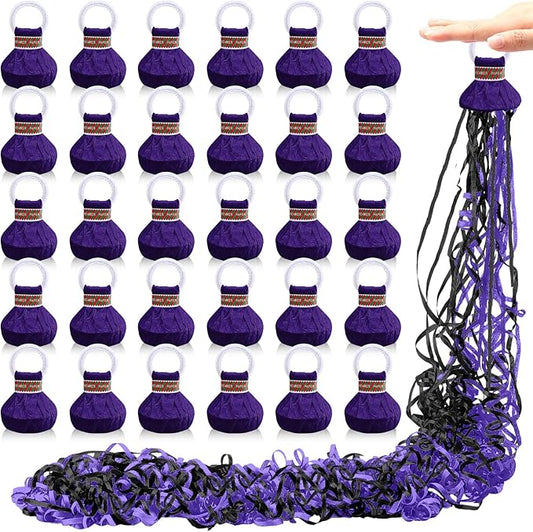 WinnerWhy 30 Pcs No Mess Confetti Poppers Hand Throw Streamers Party Poppers for Graduation 2026 Birthday Celebrations Wedding Engagement Bachelorette Party Supplies(Black and Purple)