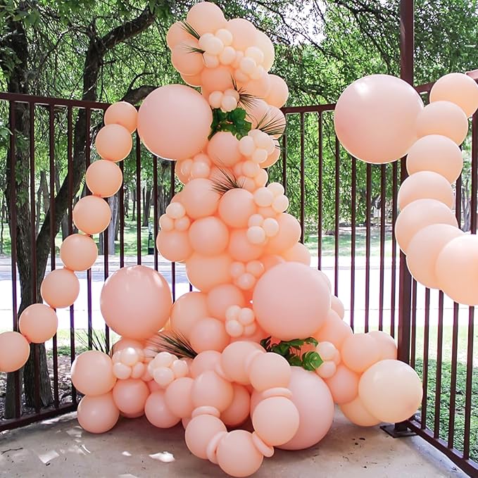 120pcs Peach Balloons, 18 12 10 5 inch Light Orange Balloons Different Sizes Pastel Orange Balloon Arch Kit for Wedding Bridal Shower Baby Shower Birthday Party Decorations