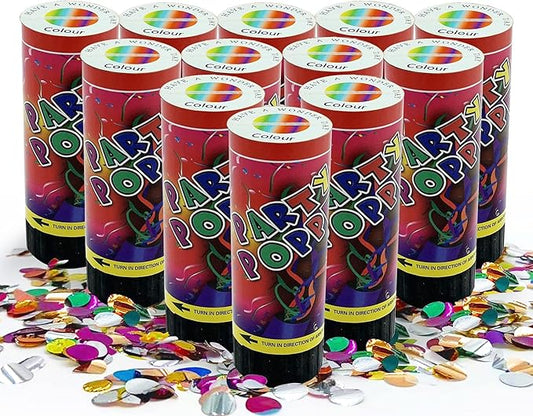 12 PCS Confetti Poppers Cannons for Wedding Birthday Graduation Baby Shower Fun Party Supplies Decorations and Favors