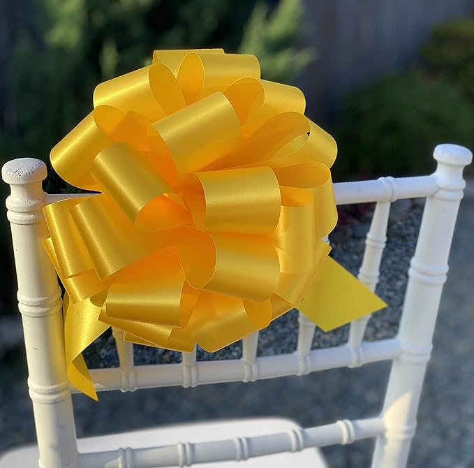 Large Yellow Ribbon Pull Bows - 9" Wide, Set of 6, Memorial Day, 4th of July, America 250 Anniversary, Support Our Troops, Summer, Gift Bows, Presents, Gift Basket, Veterans Day, Cancer Awareness