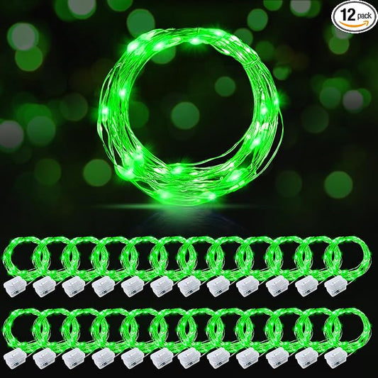 AIKEI 24 Pack LED Fairy Lights Battery Operated, String Lights Waterproof 7 Feet 20 Led Firefly Starry Lights for Wedding Party Bedroom Garden Christmas Decoration Green