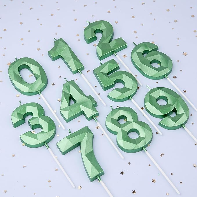 PHD CAKE 2.76 Inch Crystal Green 6 Number Cake Candle, Numeral Birthday Candles, Green Number Candles, Party Celebration