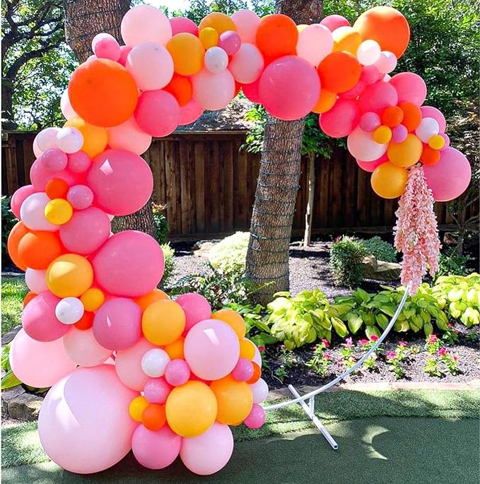 Paready Pink and Orange Latex Balloons, 60 Pcs 12 Inch Hot Pink and Yellow Autumn Balloons for Birthday Baby Shower Thanksgiving Party Engagement Anniversary Wedding Bridal Shower Festival Decoration