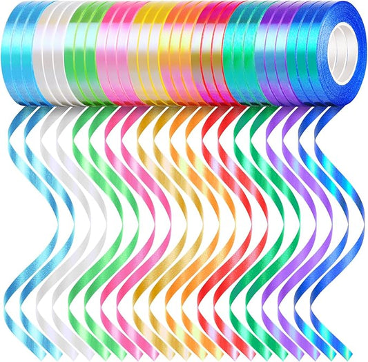 30 Roll Rainbow Curling Ribbons for Crafts Bows Present Wrapping Florist Wedding Party Festival Art Craft Decor, 11 Yards Per Roll, 3/16 Inch Wide 3/16" - Set6
