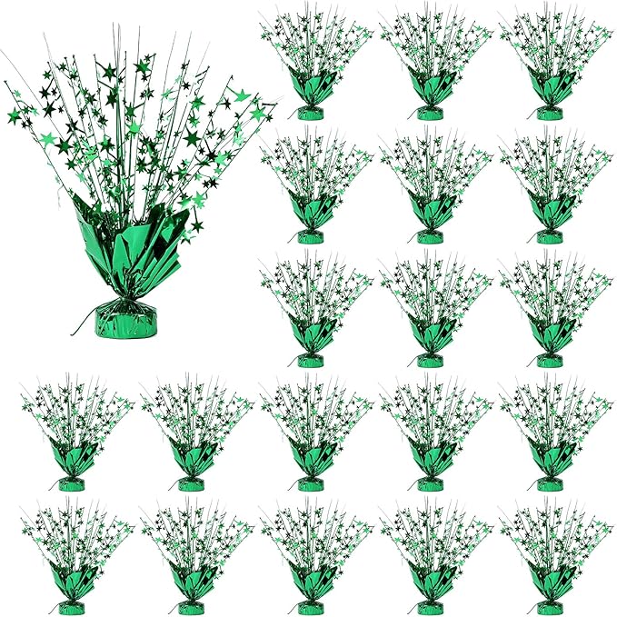20 Pack Green Star Table Decorations Metallic Foil Spray Centerpiece Burst Table Centerpieces for Birthday Party Decoration Graduation Wedding Baby Shower Party Supply (Green)