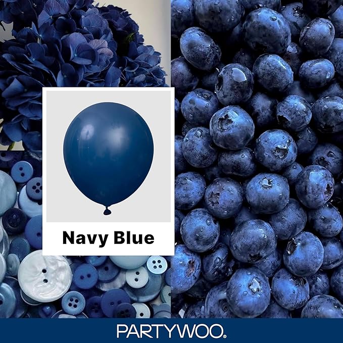 PartyWoo Navy Blue Balloons 140pcs Different Sizes of 18 12 10 5 Inch Dark Blue Balloon Arch Kit Garland for Graduation Wedding Sports Theme Boy Baby Shower Men Birthday Party Decorations Blue-Y72