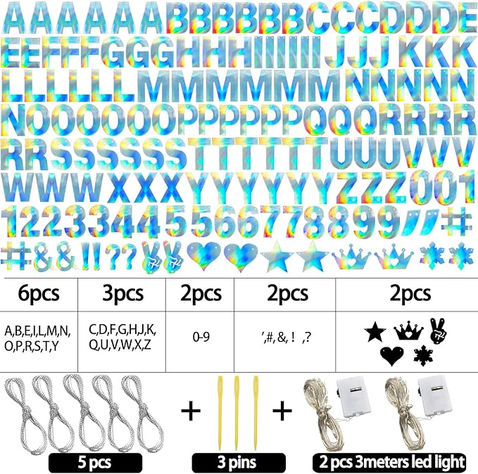 167Pcs DIY Glitter Customizable Banner Kit Custom Banner Happy Birthday DIY Letter Banners Happy New Year Personalized Banners Christmas Baby Shower Birthday Party Decorations Supplies(Shiny Holografic)