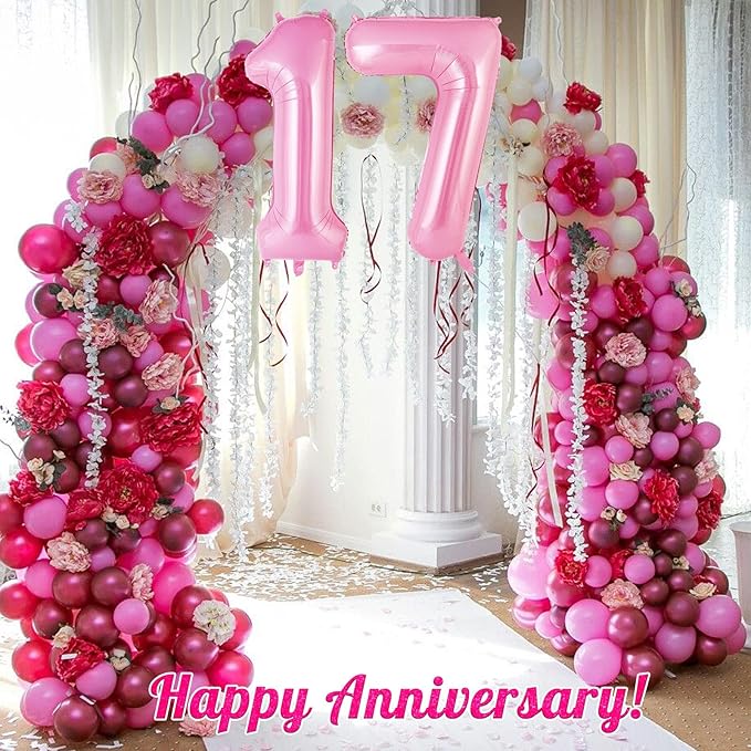 Pink Number 7 Balloon 40 Inch, Big Large Foil Helium Number Balloons, Jumbo Giant Mylar Number 7 Balloons for 7 Year Old Birthday Party Decorations Supplies Anniversary Celebration