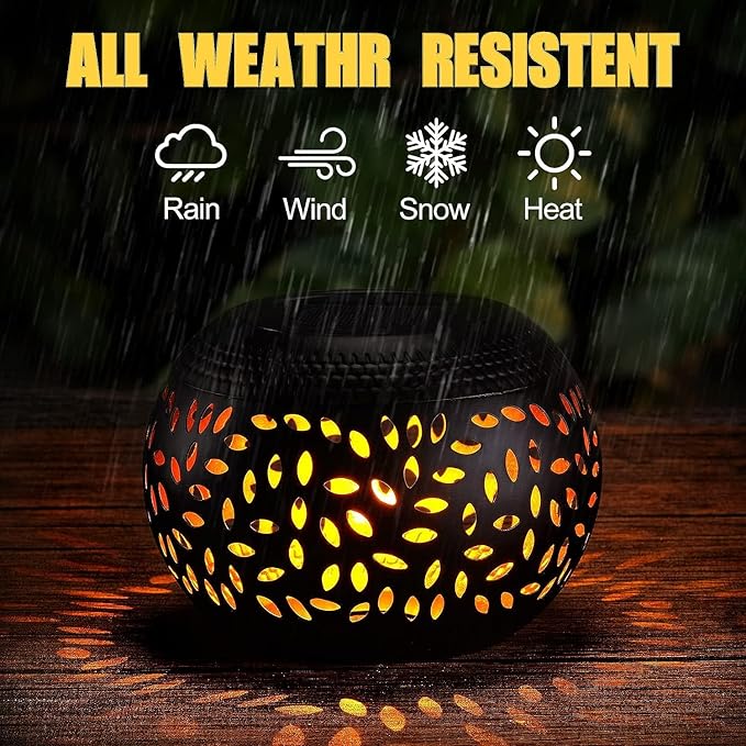 Solar Table Lanterns Outdoor Waterproof - LED Lamp Black Metal Table top Lights -Solar Powered Decorative Lantern for Desk Patio Garden Pathway Yard