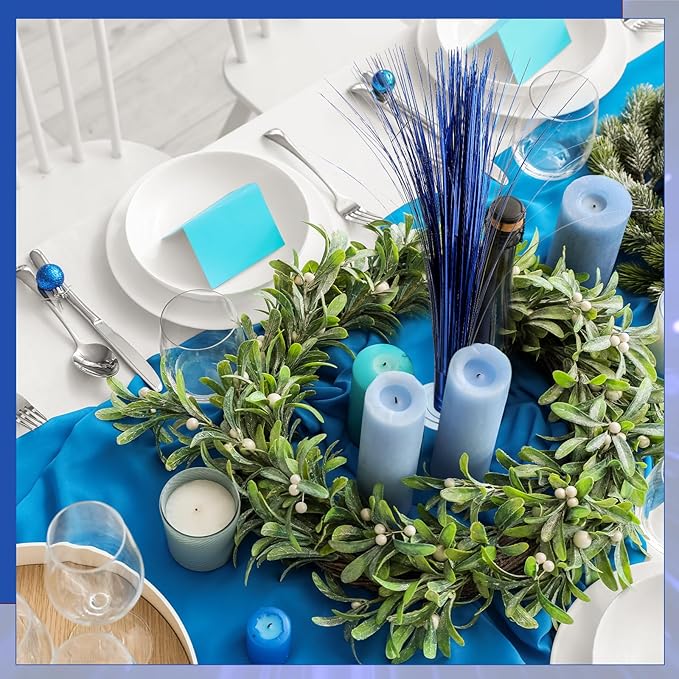 2 Pcs Metallic Spray Centerpieces Graduation Centerpieces for Tables Decorations with Clear Base Shimmering Foil Sprays for Birthday Easter and Celebration Events(Blue)