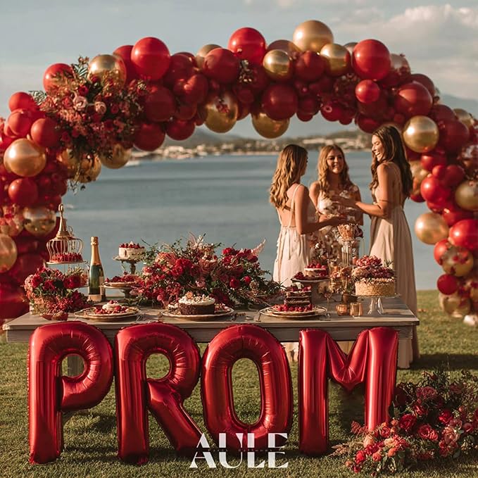 AULE red Letter Balloons O 40Inch Large Giant big Foil Mylar red O Balloon for Birthday Aniversary Party Decorations