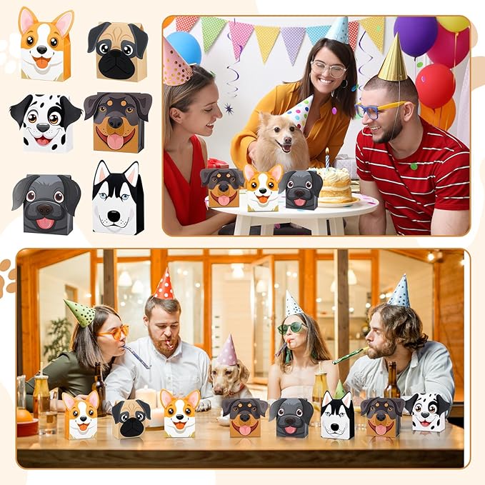 YooNotee 36 Pcs Dog Party Favors Boxes Puppy Theme Birthday Goodie Boxes Candy Gift Bags Cute Dog Party Favor Gift Case for Doggie Birthday Baby Shower Vbs Wedding Decorations