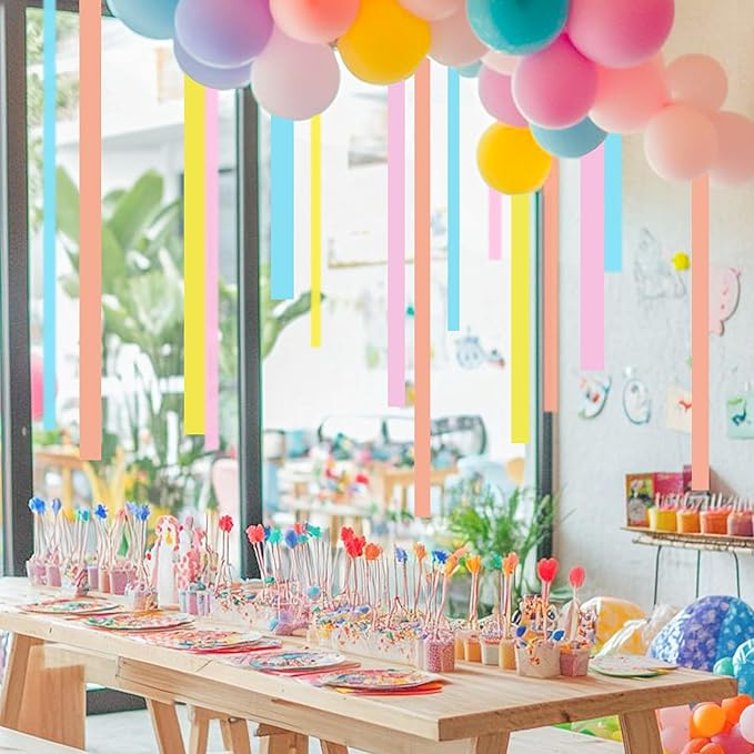 8 Rolls Crepe Paper Streamers, Candy Streamers Party Decorations for Birthday Baby Shower Memaid Easter Party