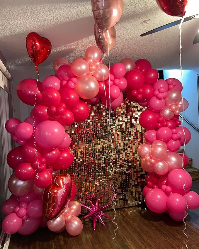 Pink Balloon Arch Kit - 154Pcs 5 10 12 18 inch Hot Pink and Pink Balloon Garland Kit for Wedding Girls Birthday Princess Theme Valentines Day Bridal Baby Shower Engagement Party Decorations