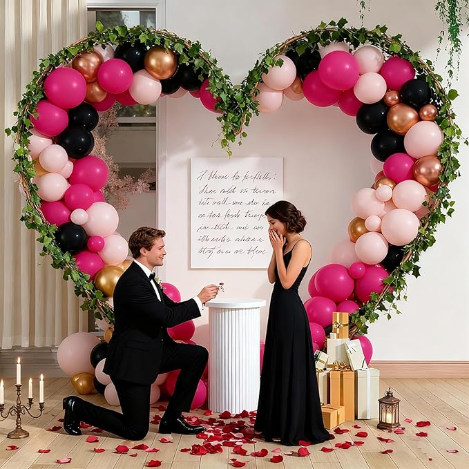 Hot Pink and Black Balloon Garland Arch Kit, 127pcs Latex Balloons for Sweet 16 Bachelorette Bridal Shower Coquette Birthday Party Decorations for Women and Girls