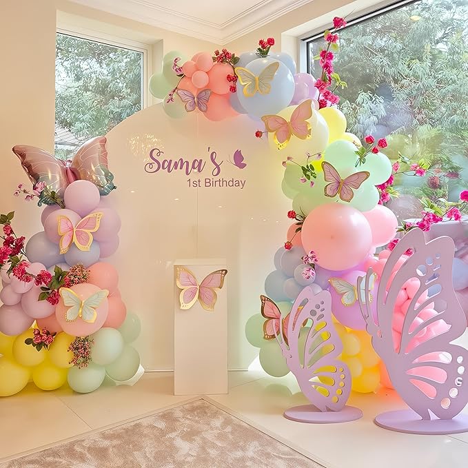 HILAVO Pastel Balloon Arch Kit Macaron Pink Blue Green Purple Yellow Pastel Color Rainbow Confetti Latex Party Balloons Garland for Easter Birthday Baby Shower Graduation Wedding Party Decorations