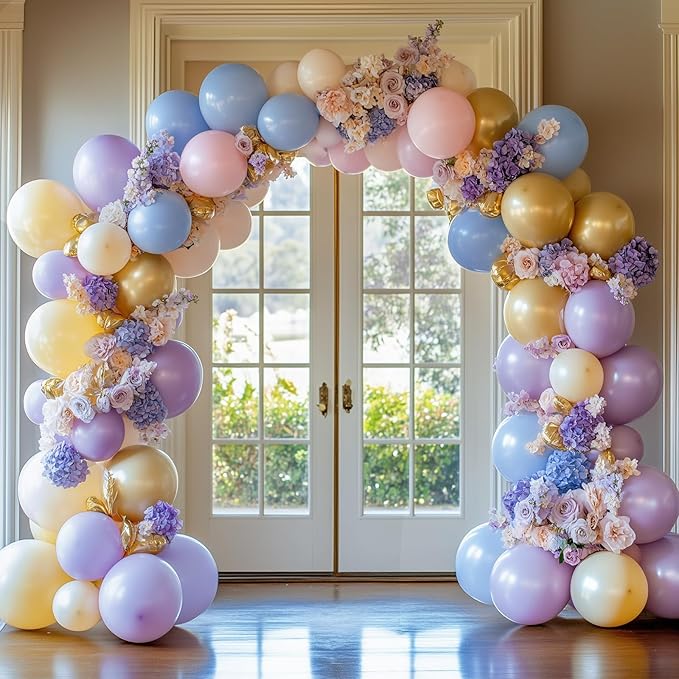 RUBFAC 87pcs Lavender Balloons Different Sizes 18 12 10 5 Inches for Garland Arch, Premium Pastel Latex Balloons for Birthday Party Wedding Baby Shower Bridal Shower Decorations