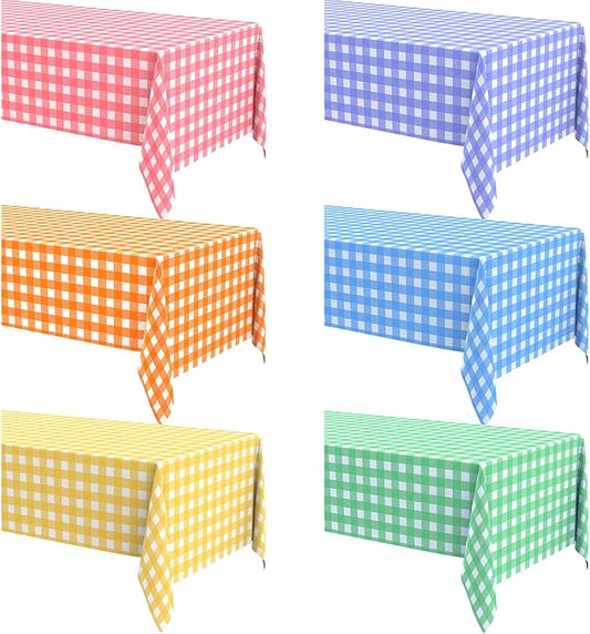 Remagr Checkered Table Cloth 54 x 108 Inch Disposable Buffalo Plaid Plastic Table Cloth Waterproof Rectangle Gingham Tablecover for Picnic, Dining, Birthday Party Decor
