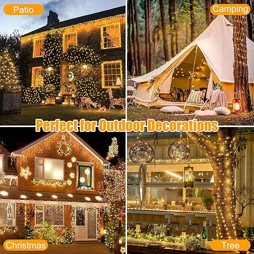 4 Pack Fairy Lights Battery Operated with Remote, 33FT 100LED Waterproof Twinkle String Lights with Timer & 8 Modes,for Indoor Outdoor Patio Garden Wedding Party Christmas Decor-Warm White