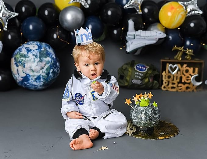 WAOUH The First Birthday Crown Orbiting the Sun - Outer Space Theme, Rocket Hat, Planet Crown for Birthday