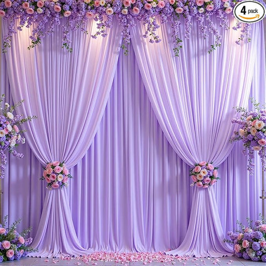 20ft x 10ft Wrinkle Free Lavender Wedding Backdrop Curtains for Party Bridal Shower Reception Decorations Lavender Fabric Curtain Backdrops Drapes for Photography Baby Shower Birthday Background