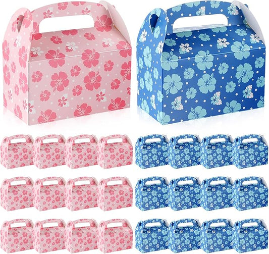 Marspark 24 Pack Hawaiian Themed Cartoon Birthday Party Supplies, Paper Gift Boxes, Cartoon Candy Treat Boxes for Birthday Party Decorations